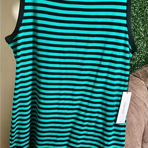 Calvin Klein Teal and Black Striped Tank
